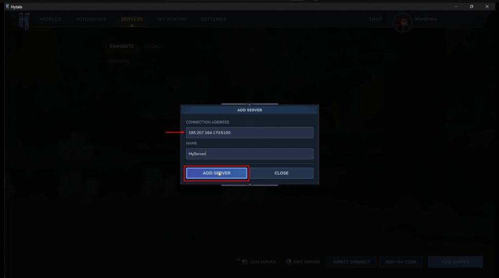 Joining Hytale server locally