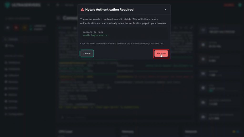 Completing Hytale authentication